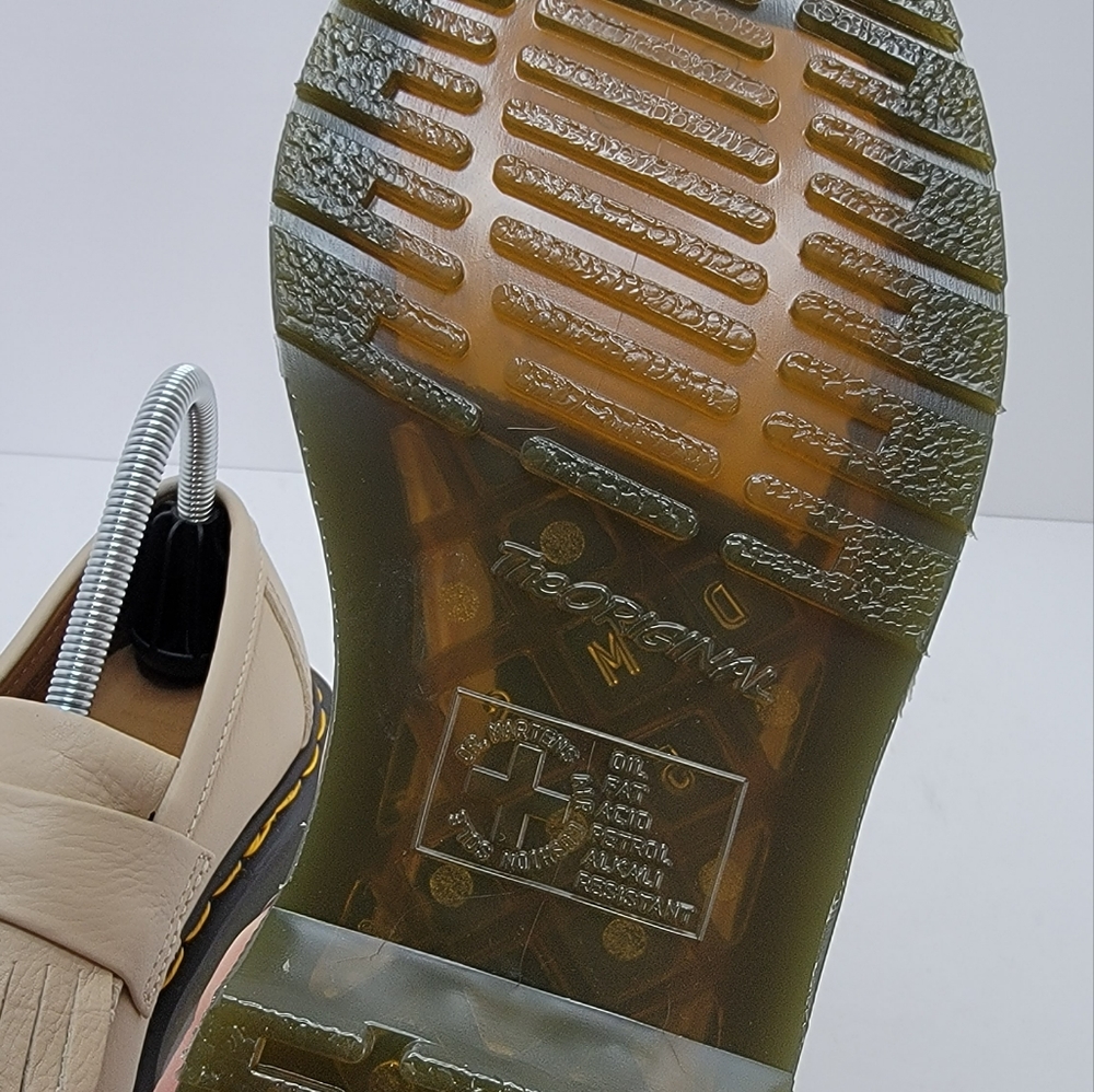 Dr. Martens | Adrian beige tan leather chunky tassel loafer shoes | WMS 7 - Picture 11 of 11